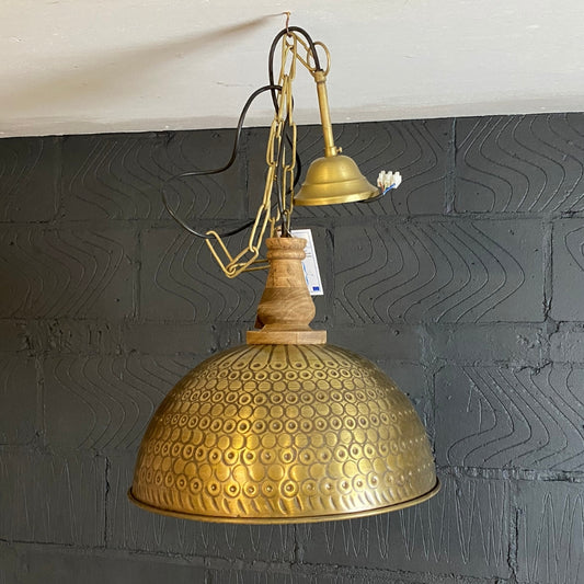 Brass Plated Old Factory Style Pendant Light