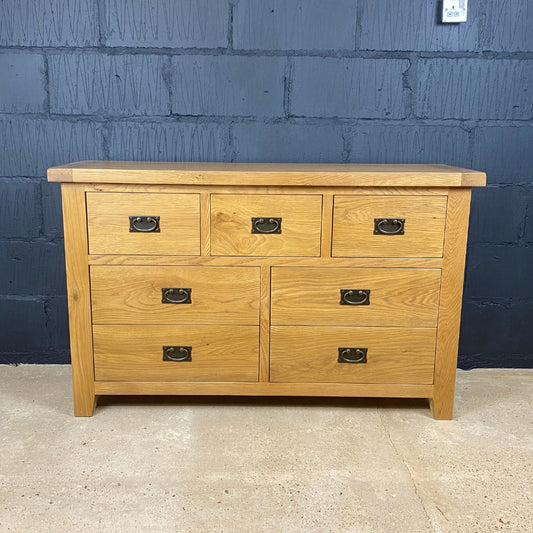 Country Oak Chest of Drawers - 3 over 4 Drawer Chest