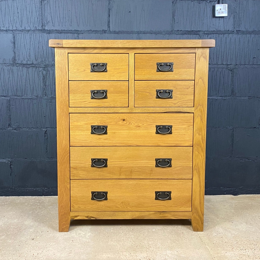 Country Oak Chest of Drawers - 4 over 3 Drawer Chest