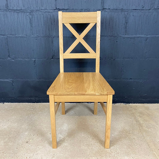 Oak Cross Back Dining Chair with Wooden Seat