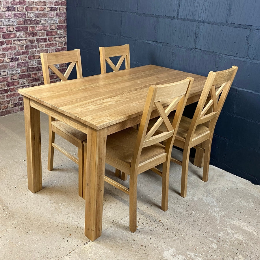 Oak Cross Back Dining Chair with Wooden Seat