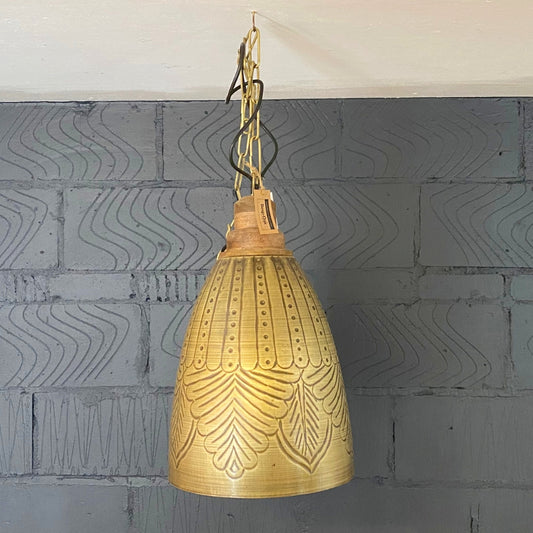 Brass Plated Pendant Light with Hammered Detailing - Large