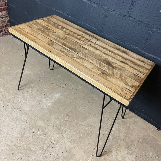 Reclaimed Pine Slatted Table with Hairpin Legs